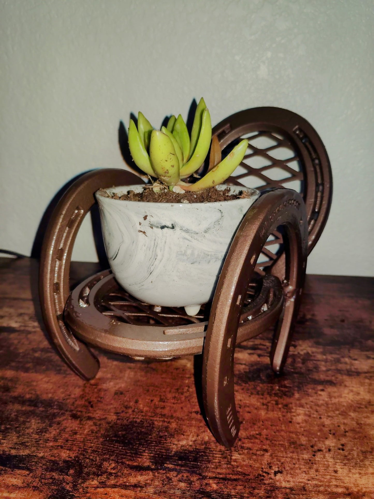 Horseshoe Chair plant stand / Candle holder / cell phone holder