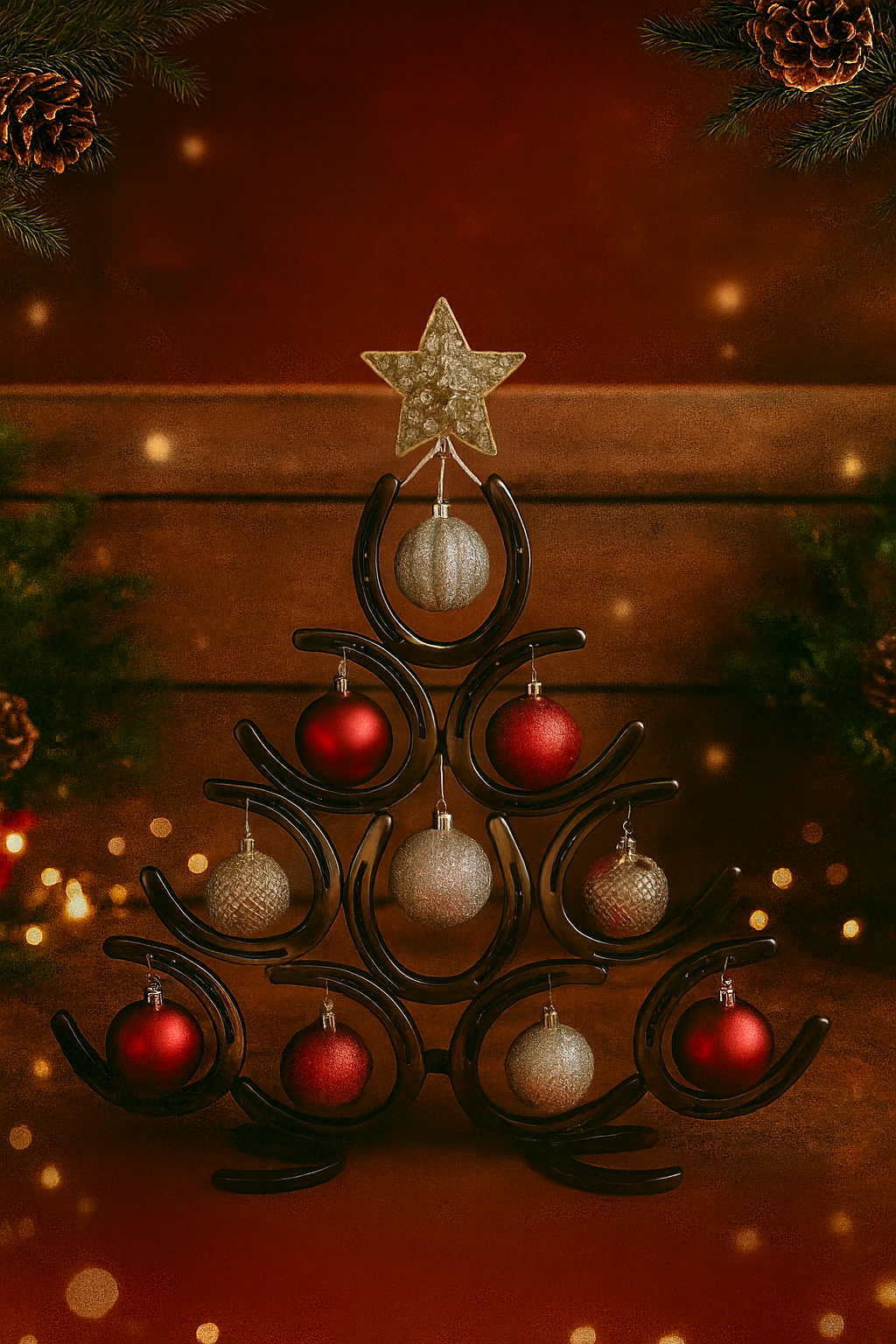 Horseshoe Lucky Christmas Xmas Tree / 4 Tier