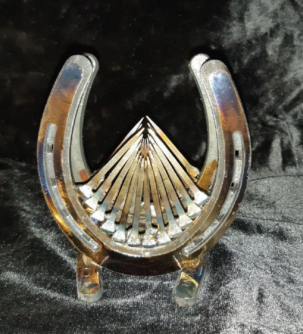 Horseshoe Napkin Holder accented with Horseshoe Nails