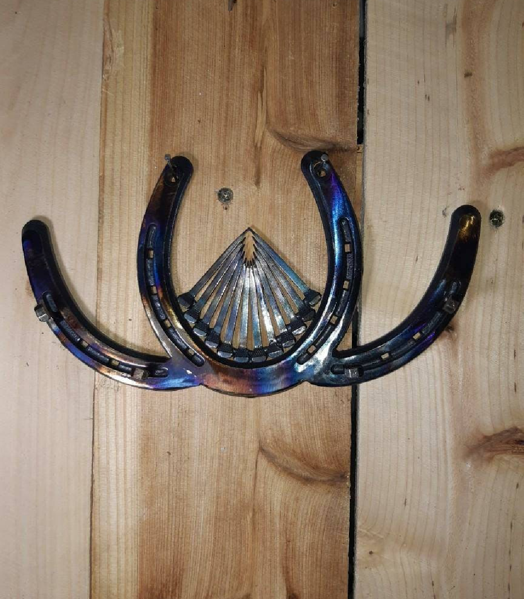 Horseshoe Key Holder accented with Horseshoe Nails