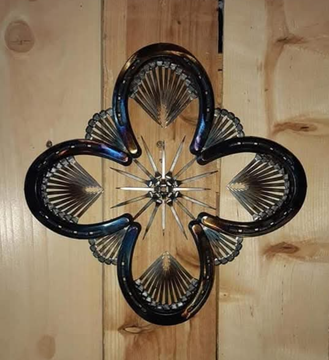 Horseshoe Two Way Wall Hanging accented with Horseshoe Nails II