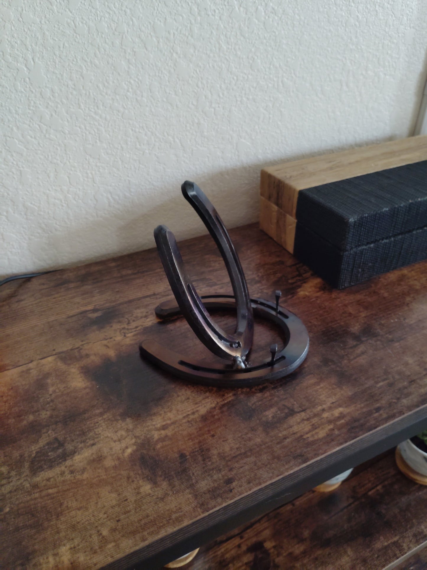 Horseshoe Tablet / Large Phone Holder Torched Finish