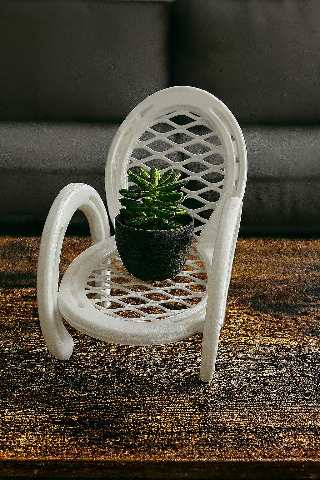 Horseshoe Chair plant stand / Candle holder / cell phone holder