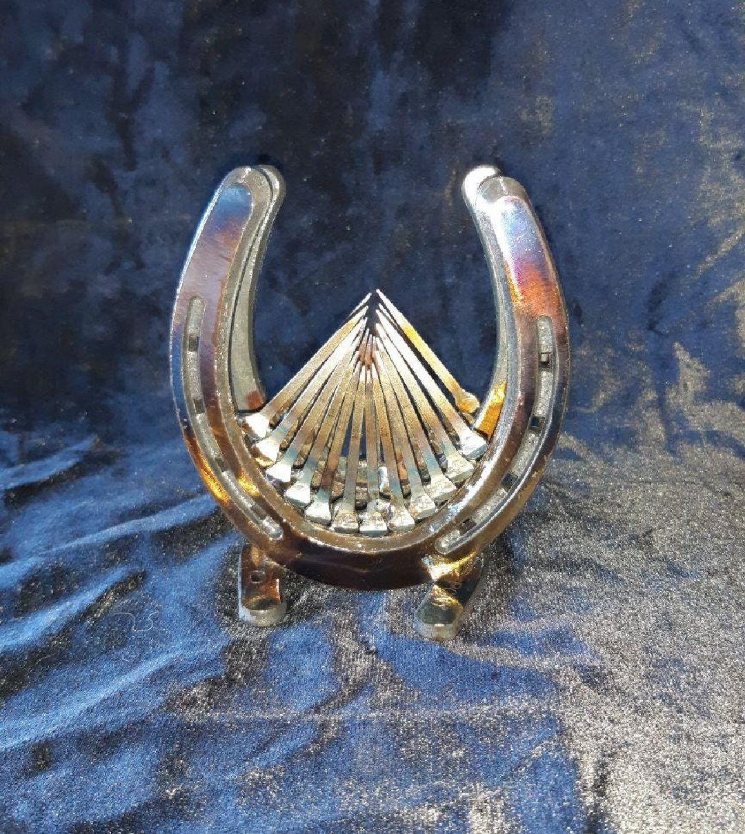 Horseshoe Napkin Holder accented with Horseshoe Nails