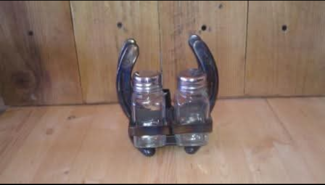 Horseshoe Salt and Pepper / Napkin Holder Torched