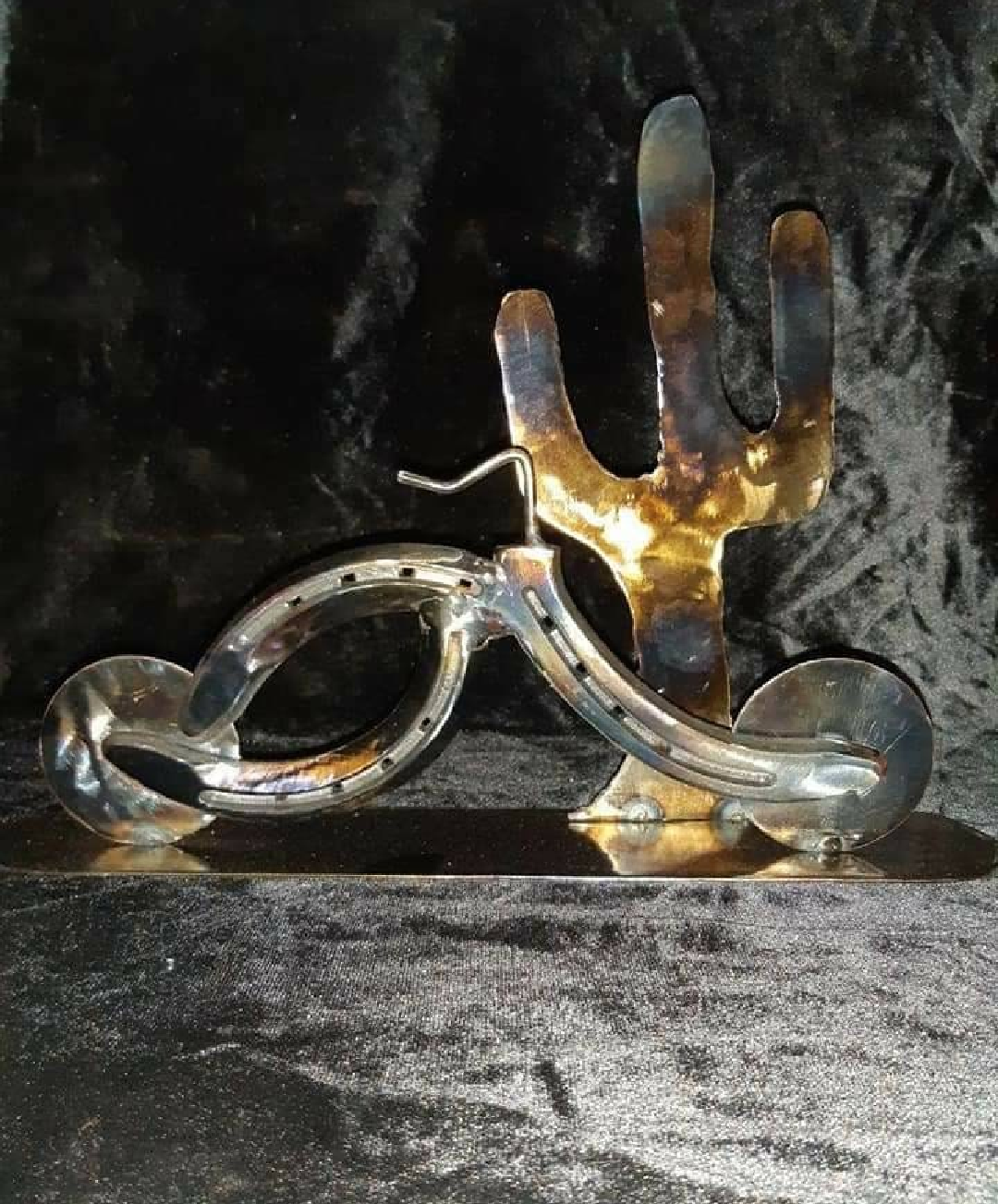 Horseshoe Standing southwestern Western Motorcycle with cactus