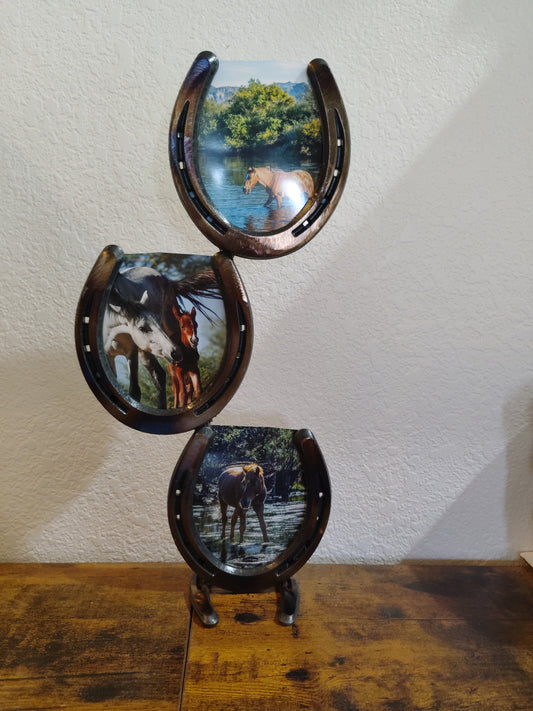Horseshoe Picture Frame - ( 3 picture vertical version)