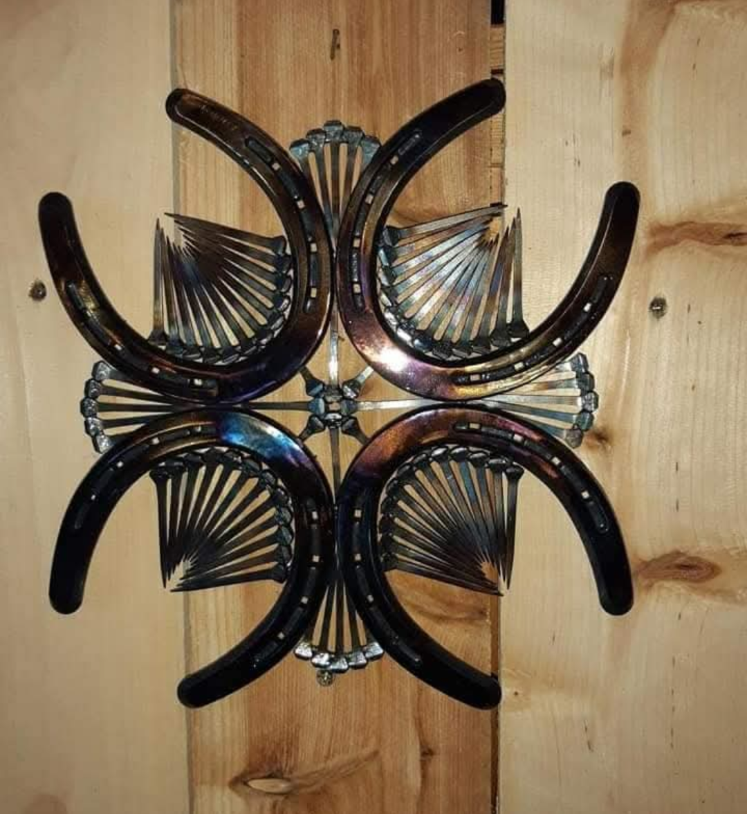 Horseshoe Two Way Wall Hanging accented with Horseshoe Nails