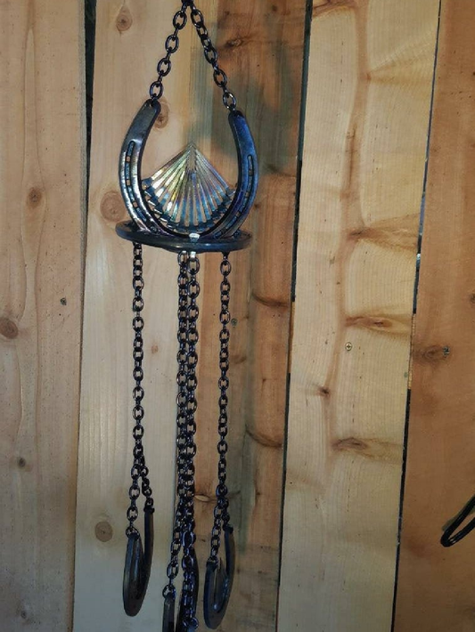 Horseshoe Hanging Wind "Unchime" accented with Horseshoe Nails